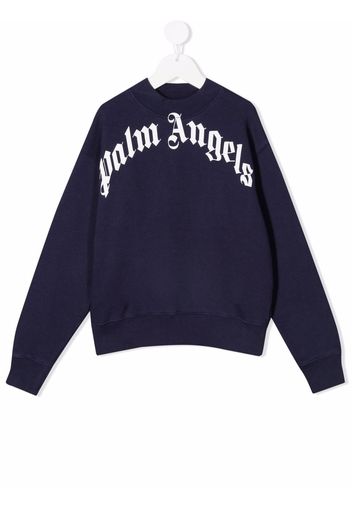 Palm Angels Kids CLASSIC OVER LOGO CREWNECK NAVY BLUE WH