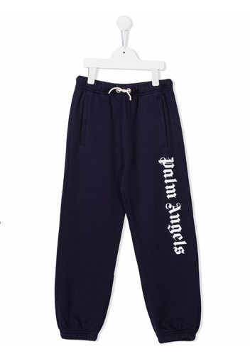 Palm Angels Kids logo print track pants - Blu