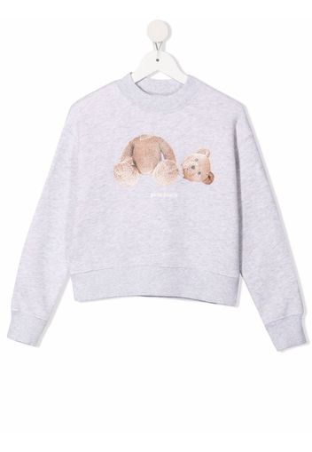 Palm Angels Kids Teddy Bear-print cotton sweatshirt - Grigio