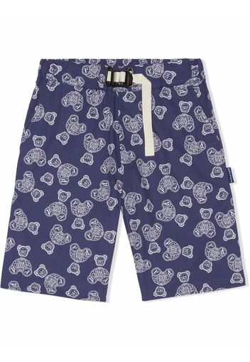 Palm Angels Kids SHORT CHINO ALL OVER PRINTED NAVY BLUE