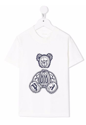 Palm Angels Kids T-SHIRT TEDDY PEASLY WHITE NAVY BLUE - Bianco