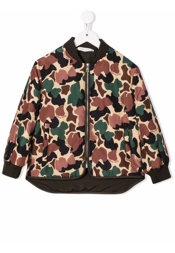 Palm Angels Kids PADDED JACKET AOP CAMU MILITARY BEIGE - Verde