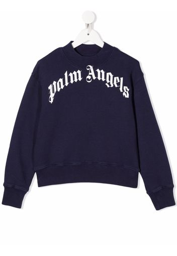 Palm Angels Kids CLASSIC OVER LOGO CREWNECK NAVY BLUE WH