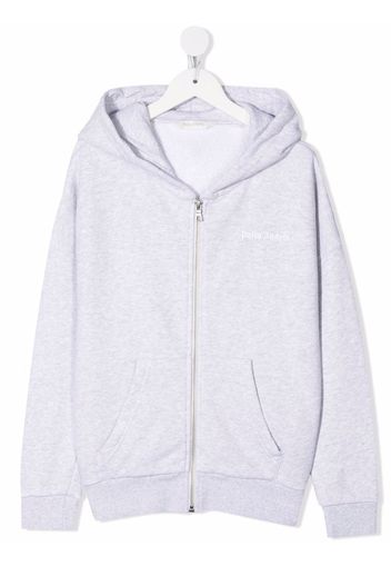 Palm Angels Kids CLASSIC OVER LOGO HOODIE ZIP MELANGE GRE - Grigio