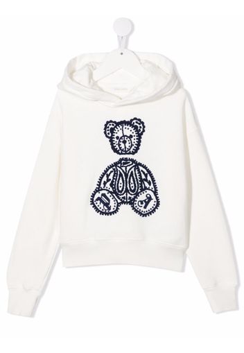 Palm Angels Kids HOODIE WITH PEISLY TEDDY WHITE NAVY BLUE - Bianco