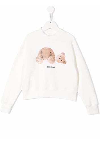 Palm Angels Kids Bear print cotton sweatshirt - Bianco
