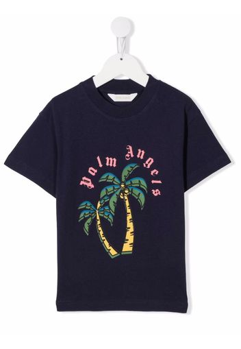 Palm Angels Kids palm tree-print short-sleeve T-shirt - Blu