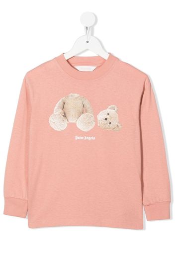 Palm Angels Kids teddy bear-print cotton sweatshirt - Rosa