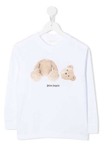Palm Angels Kids T-shirt Polo Bear a maniche lunghe - Bianco