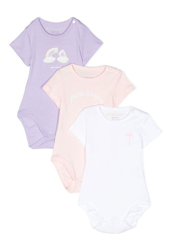 Palm Angels Kids three-pack logo-print bodies - Rosa