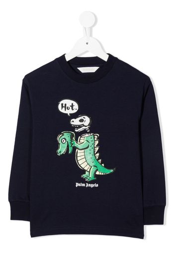 Palm Angels Kids crocodile-print long-sleeved T-shirt - Blu