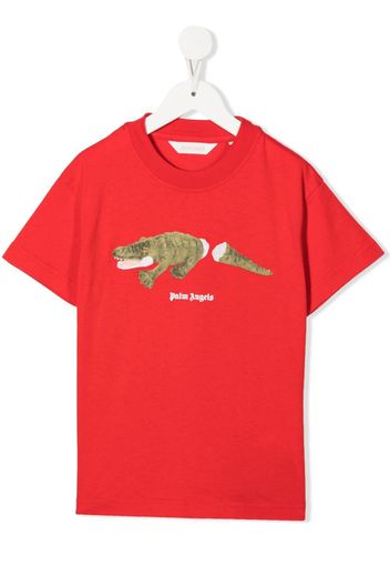 Palm Angels Kids crocodile logo-print T-shirt - Rosso