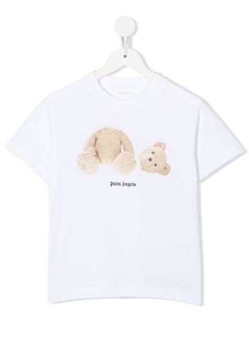 Palm Angels Kids Bear-print cotton T-shirt - Bianco