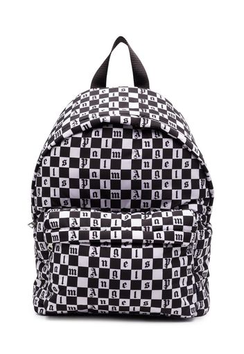 Palm Angels Kids logo checkerboard-print backpack - Bianco