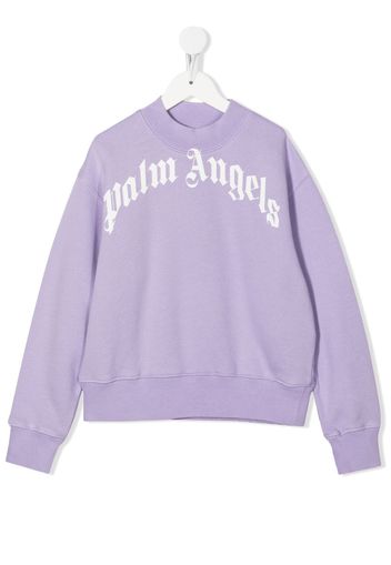 Palm Angels Kids logo-print cotton sweatshirt - Viola