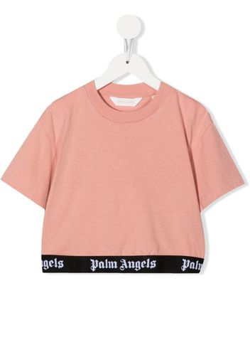 PALM ANGELS KIDS logo-waist cotton T-Shirt - Rosa