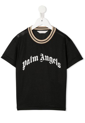 Palm Angels Kids logo-print mesh T-shirt - Nero