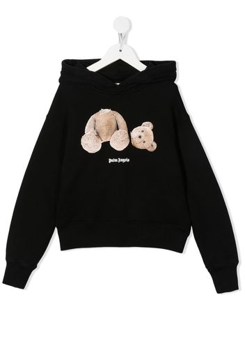 Palm Angels Kids teddy-bear cotton hoodie - Nero