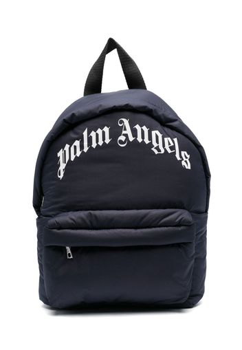 Palm Angels Kids logo-patch zip-up backpack - Blu