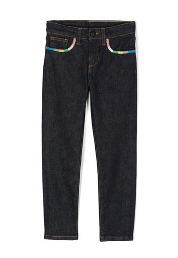 Palm Angels Kids stitched trim stretch jeans - Blu