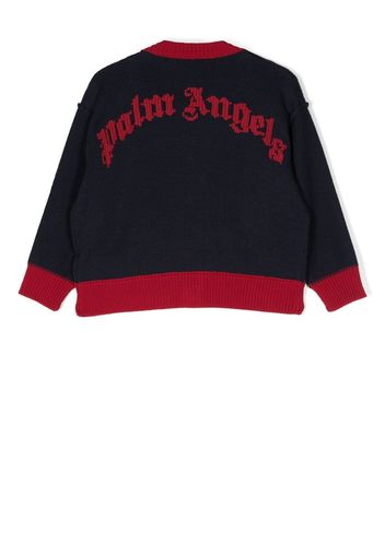 Palm Angels Kids Cardigan bicolore - Blu