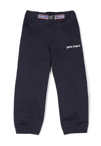 Palm Angels Kids logo-print belted trousers - Blu