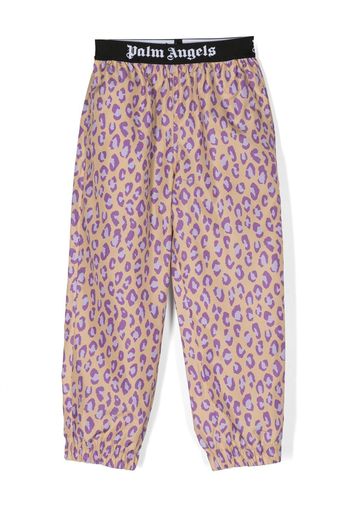 Palm Angels Kids leopard-print straight-leg track pants - Toni neutri