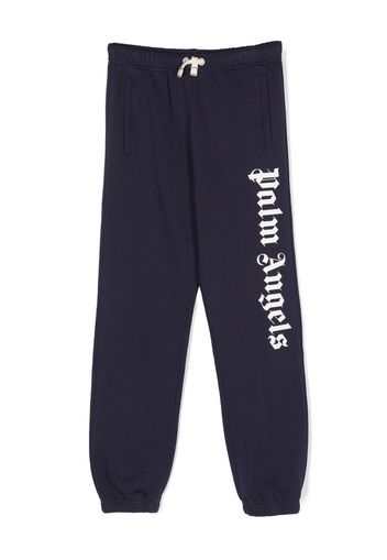 Palm Angels Kids logo-print cotton track pants - Blu