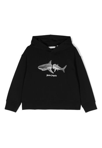 Palm Angels Kids shark-print cotton hoodie - Nero