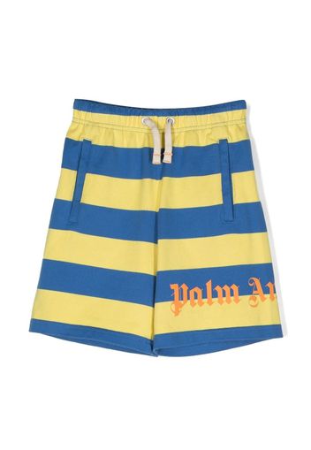 Palm Angels Kids stripped logo-print shorts - Blu