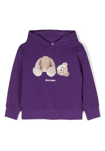 Palm Angels Kids bear-print cotton hoodie - Viola