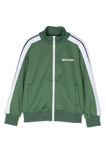 Palm Angels Kids logo-print zip-up track jacket - Verde