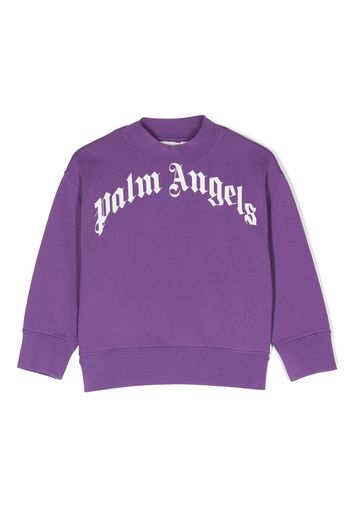 Palm Angels Kids logo-print cotton sweatshirt - Viola