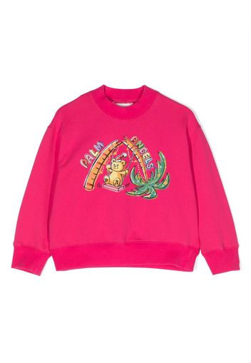 Palm Angels Kids Felpa con stampa grafica - Rosa