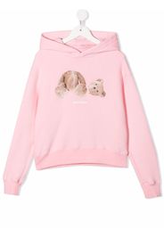 Palm Angels Kids PALM ANGELS BEAR HOODIE PINK BROWN - Rosa