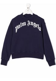 Palm Angels Kids CLASSIC OVER LOGO CREWNECK NAVY BLUE WH