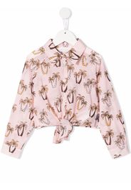 Palm Angels Kids palm-tree print knot shirt - Rosa