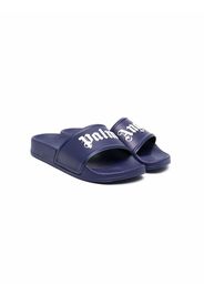 Palm Angels Kids logo-print slides - Blu