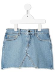 Palm Angels Kids fringed denim mini skirt - Blu