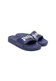 Palm Angels Kids logo-print sliders - Blu