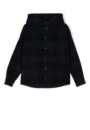 Palm Angels Kids check-print hooded shirt jacket - Blu