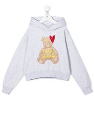 Palm Angels Kids embroidered-logo cotton hoodie - Grigio