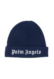 Palm Angels Kids logo embroidered beanie - Blu