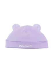 Palm Angels Kids bear ear cotton beanie hat - Viola