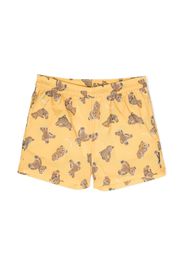 Palm Angels Kids AOP PA BEARS BEACHWEAR SHORT - YELLOW BROWN