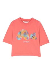 Palm Angels Kids Teddy Bear-print cropped T-shirt - Rosa