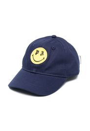 Palm Angels Kids smiley-patch cotton cap - Blu