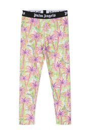 Palm Angels Kids printed stretch-jersey leggings - Verde