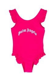 Palm Angels Kids logo-detail ruffled swimsuit - Rosa