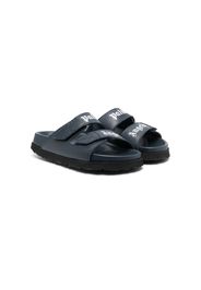 Palm Angels Kids logo-print double-strap slides - Blu